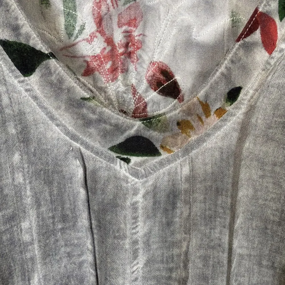 Gretty Zueger Gray V Neck Lace On Cuffs Hem High Low Tunic #1364 Size 2X - Picture 6 of 12